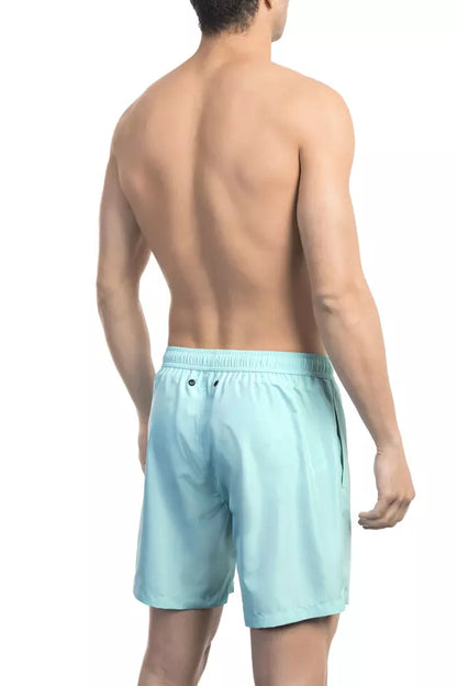 Light Blue Polyester Men Swimwear