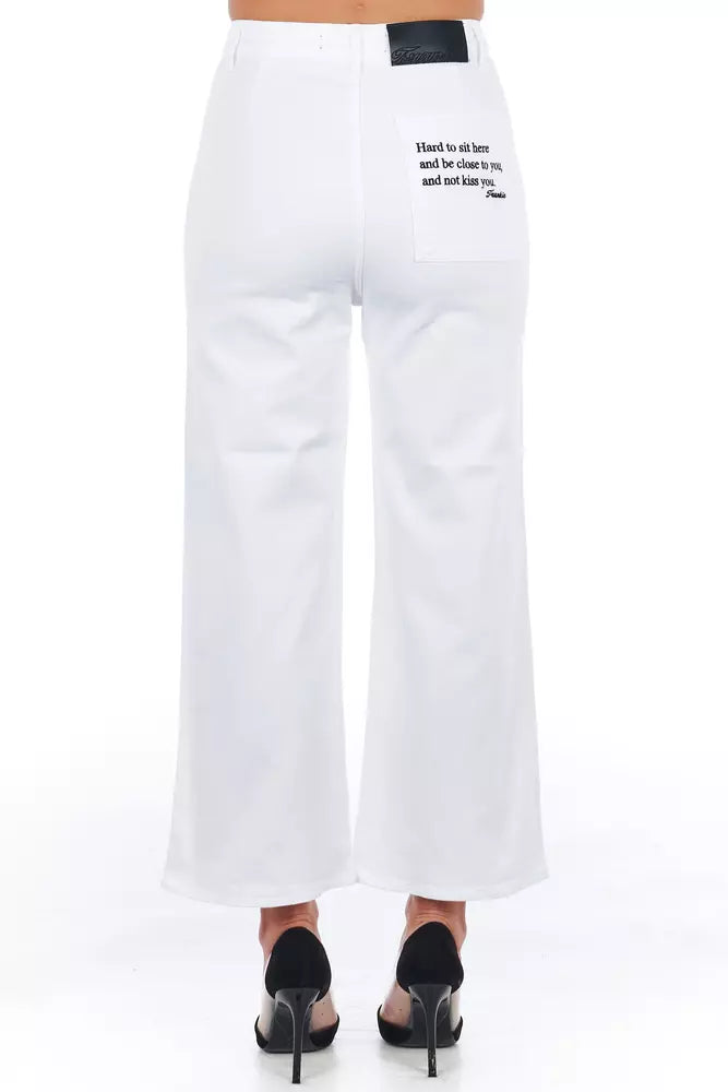 Pantalón de algodón blanco para mujer