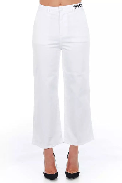 Pantalón de algodón blanco para mujer