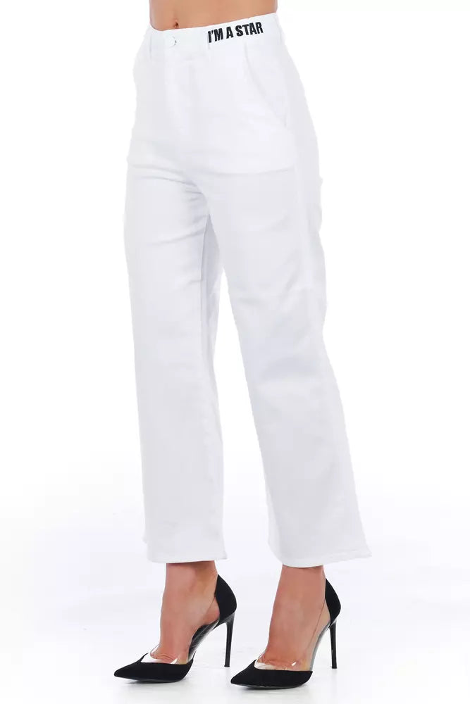 Pantalón de algodón blanco para mujer