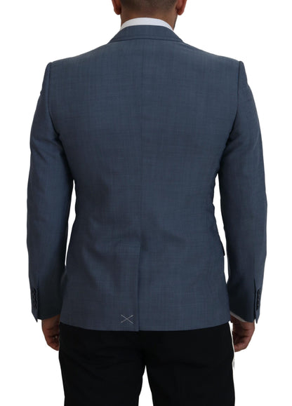 Elegante blazer deportivo azul de botonadura sencilla