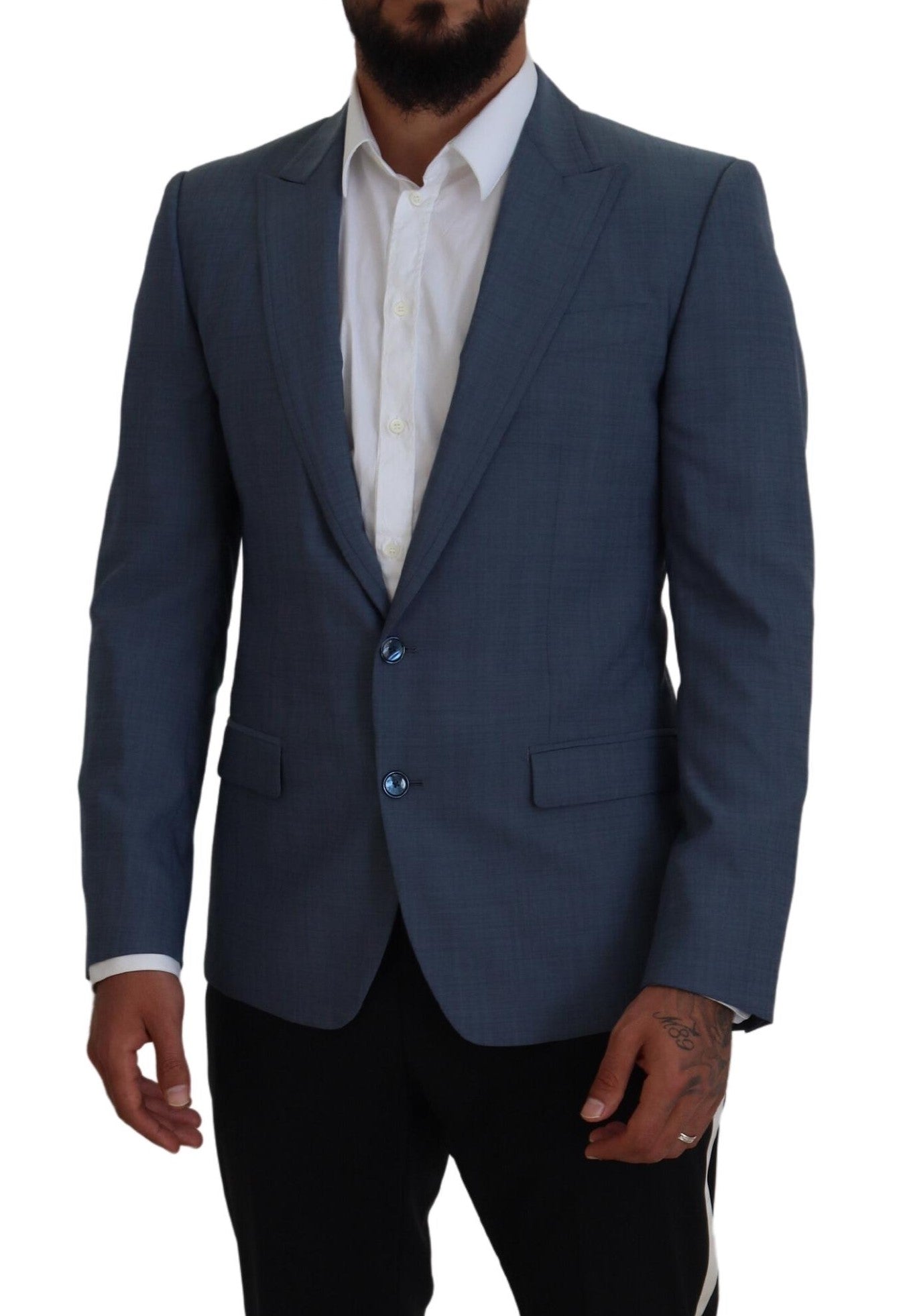 Elegante blazer deportivo azul de botonadura sencilla