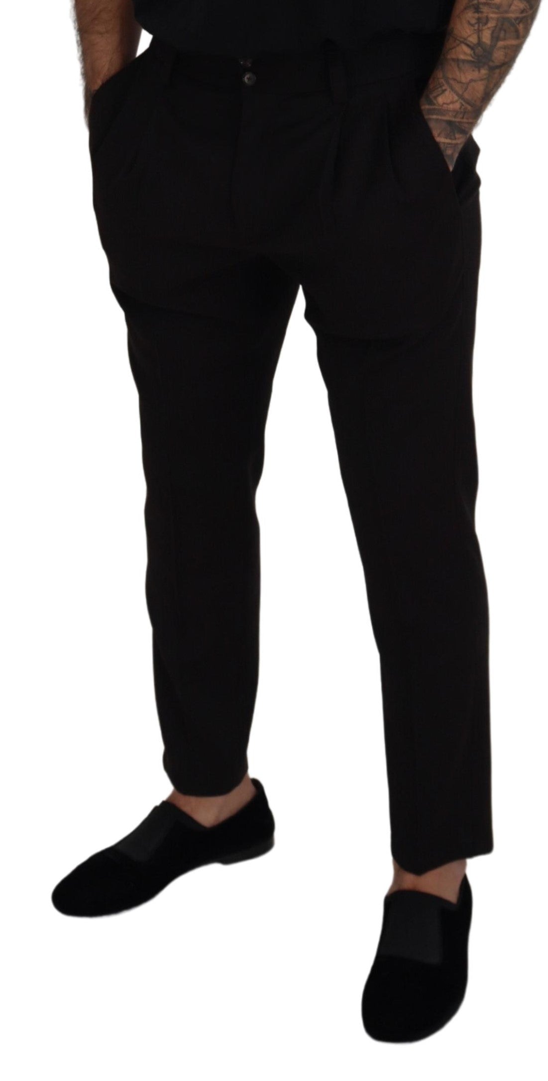 Elegant Black Virgin Wool Trousers