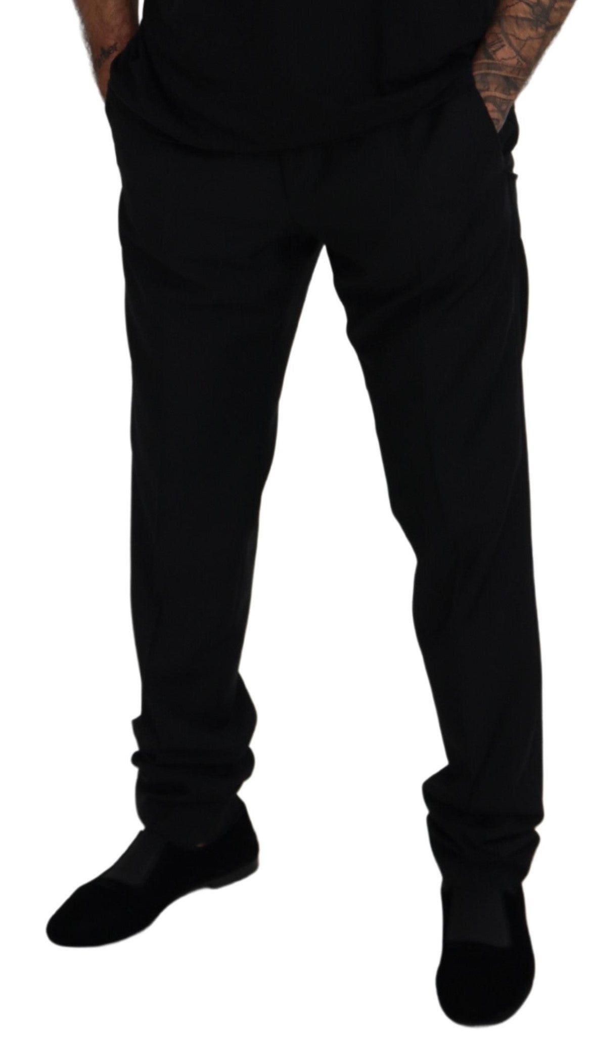 Elegant Black Virgin Wool Blend Trousers