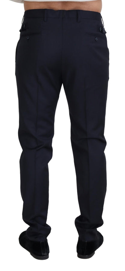 Elegant Blue Wool Blend Trousers