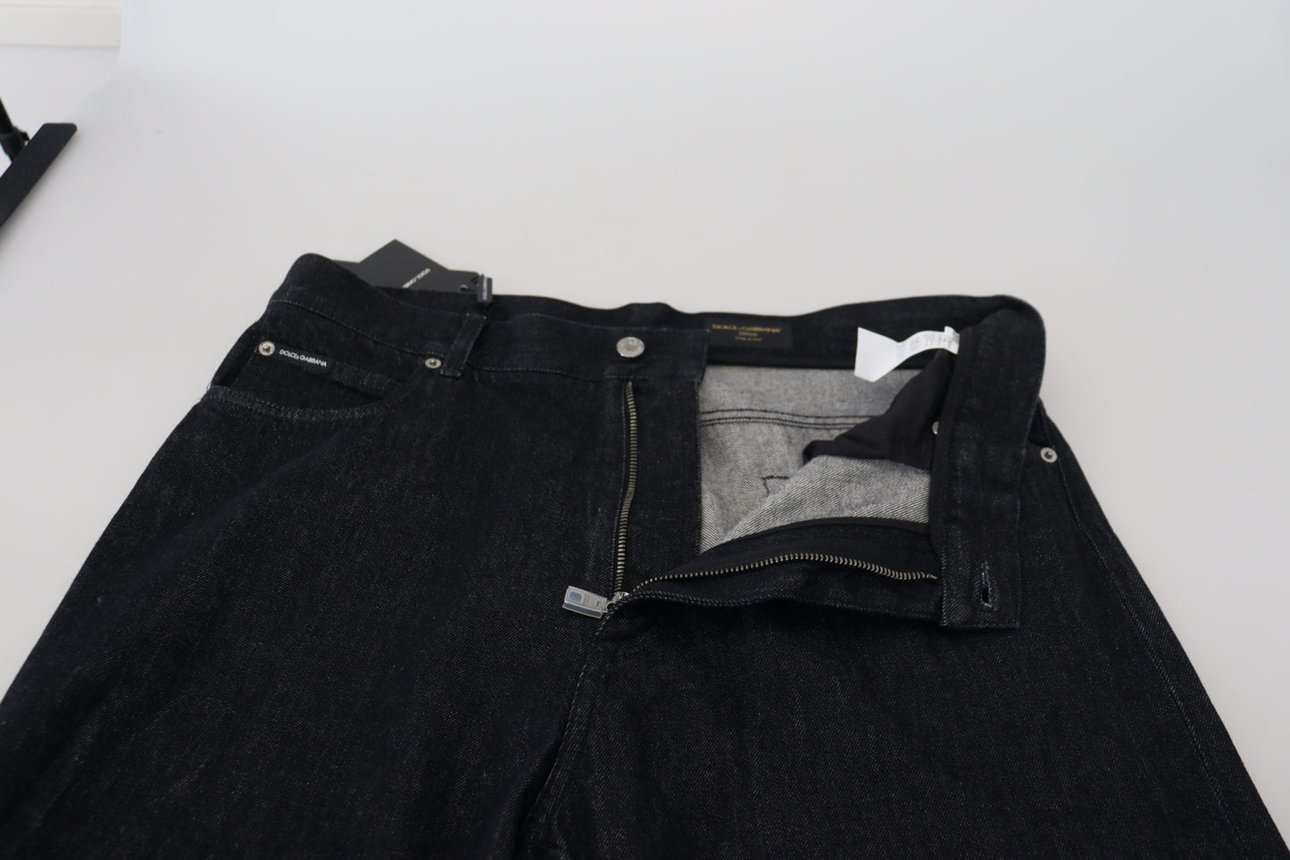 Elegant Black Washed Denim Pants Luxe Cotton