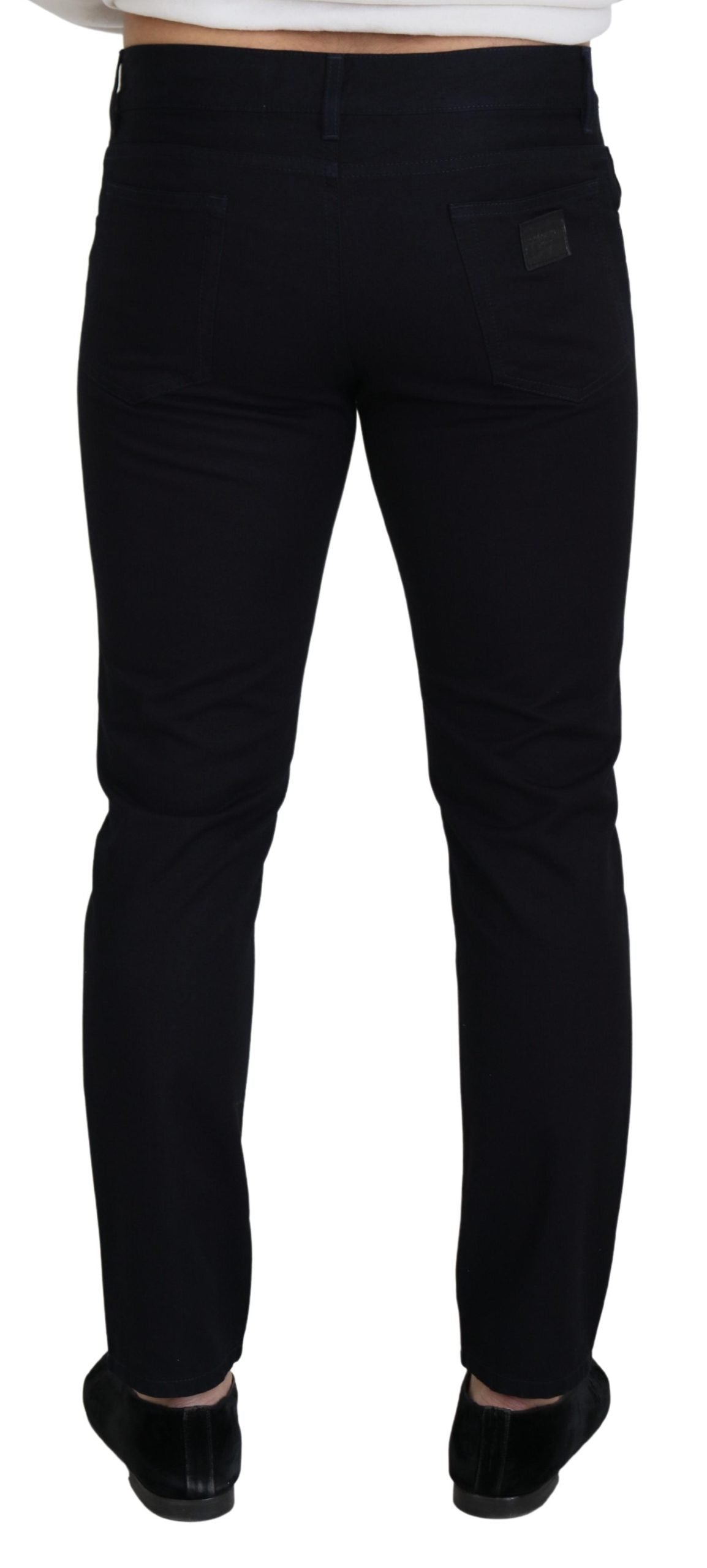 Elegant Black Silk Blend Denim Pants