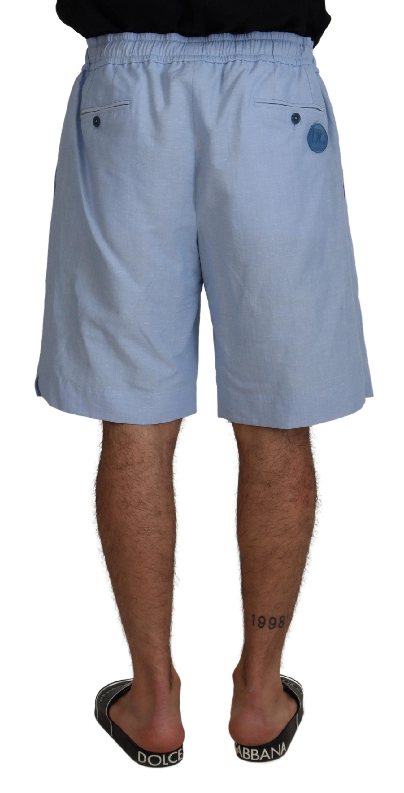 Elegante hellblaue Leinen-Baumwoll-Sommershorts