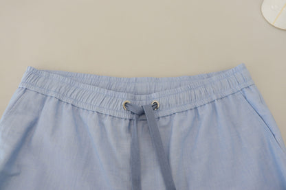 Elegante hellblaue Leinen-Baumwoll-Sommershorts