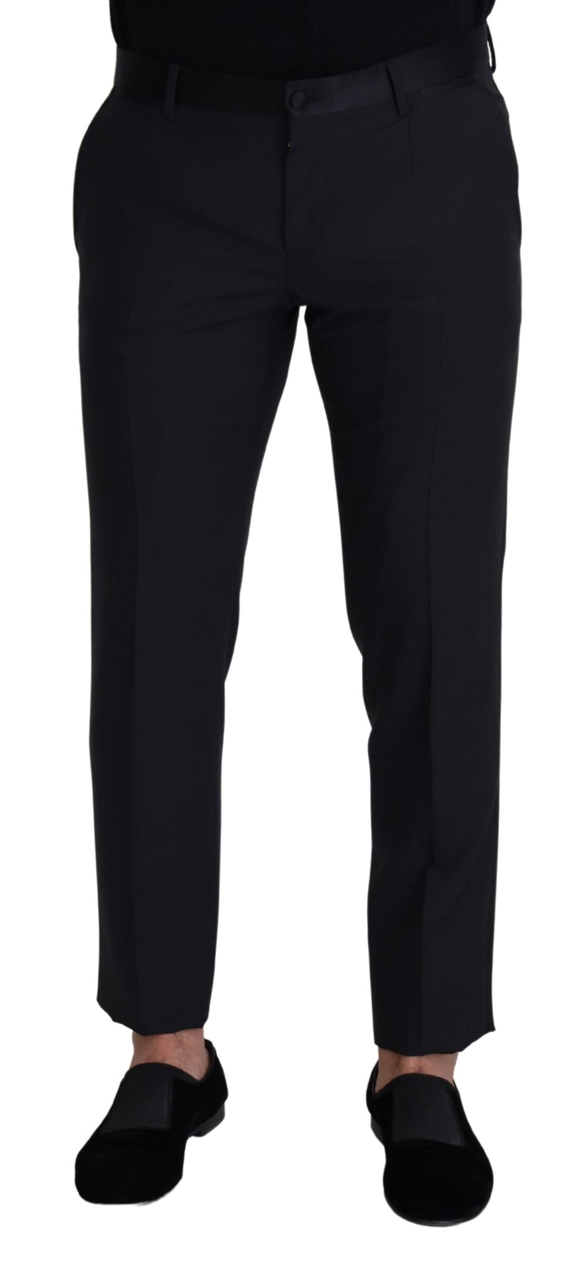 Elegant Black Wool Blend Trousers