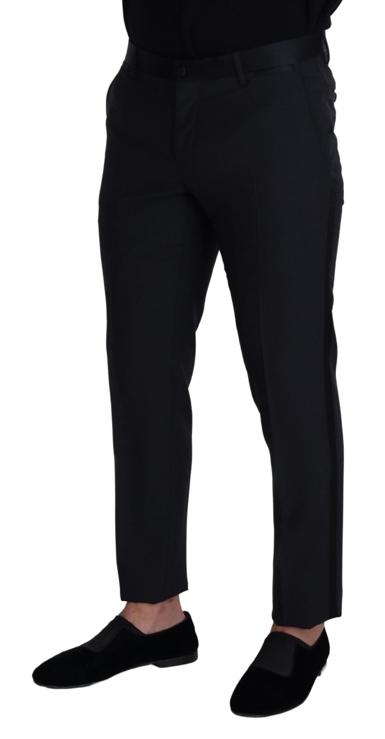 Elegant Black Wool Blend Trousers