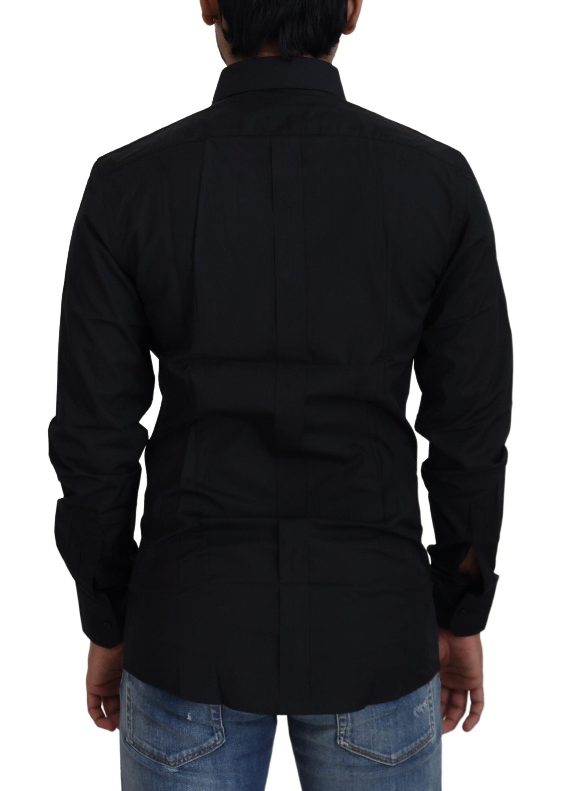 Chic Black Cotton Dress Shirt