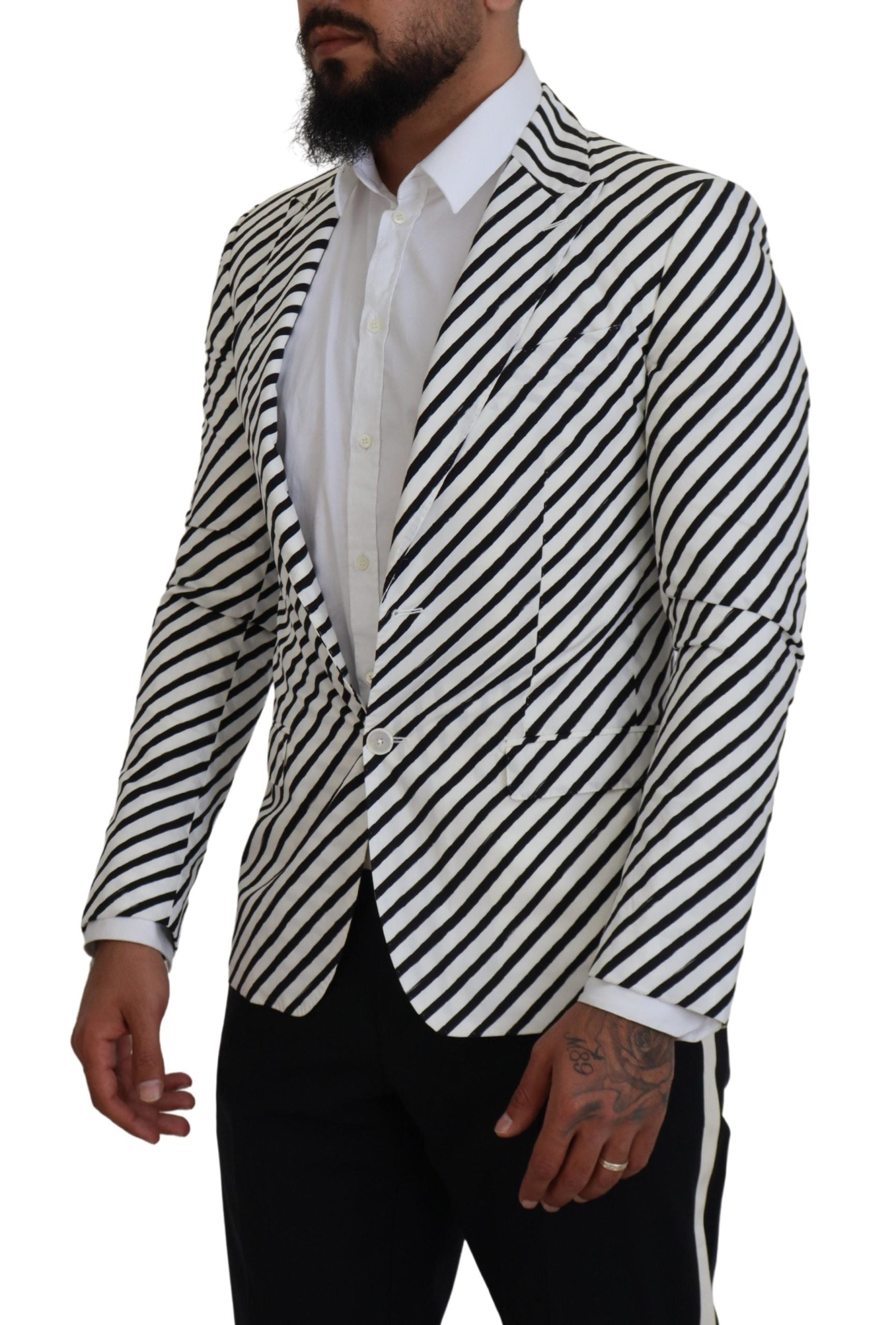 Eleganter, weiß gestreifter Einreiher-Blazer