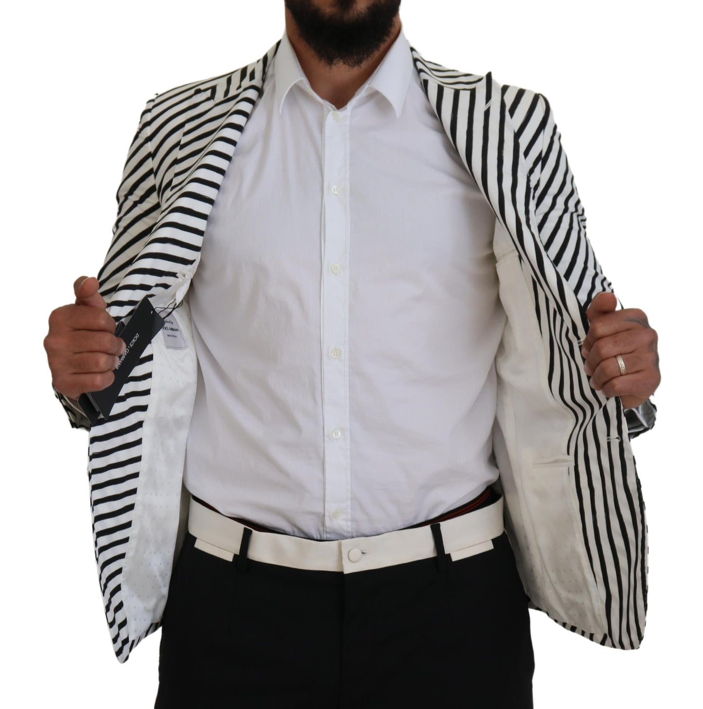 Eleganter, weiß gestreifter Einreiher-Blazer