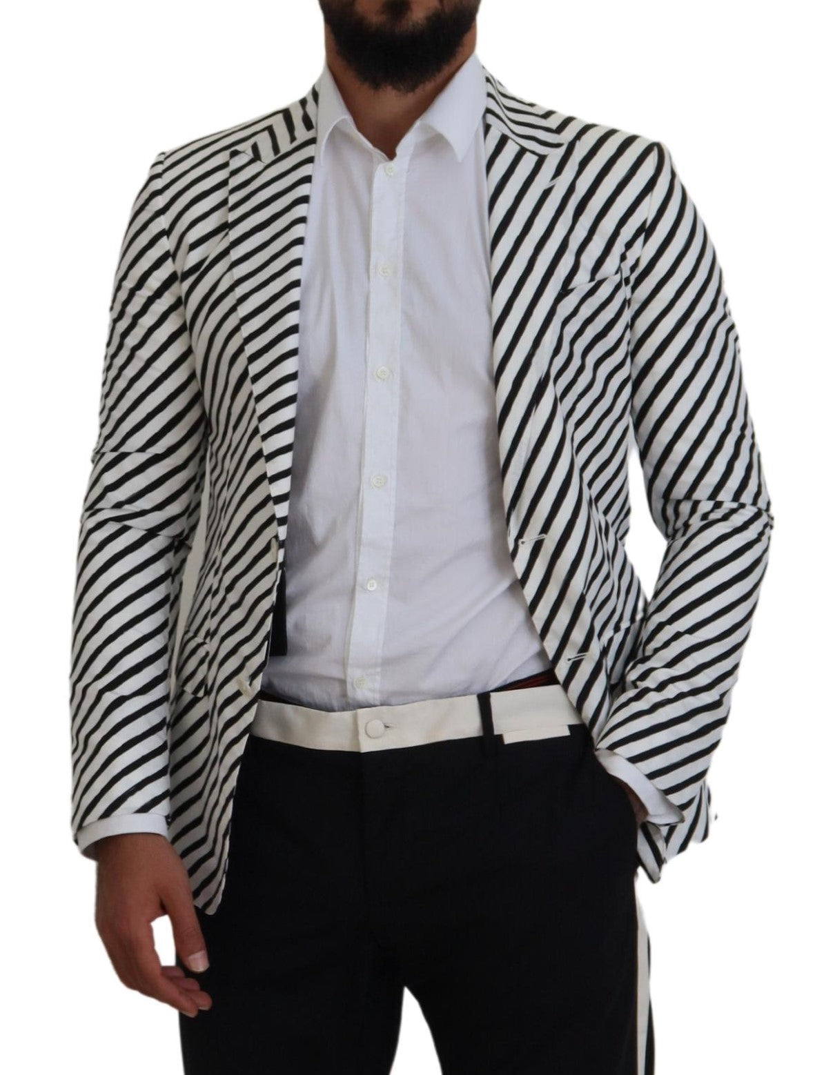 Eleganter, weiß gestreifter Einreiher-Blazer