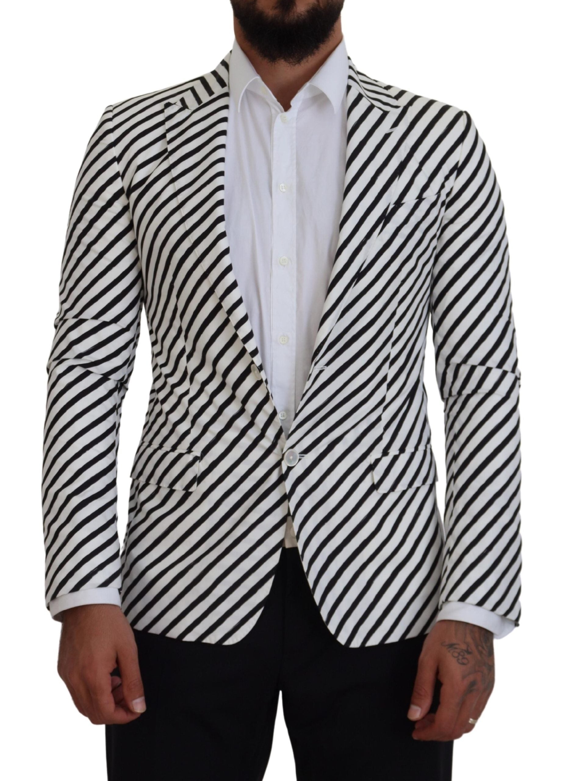 Eleganter, weiß gestreifter Einreiher-Blazer