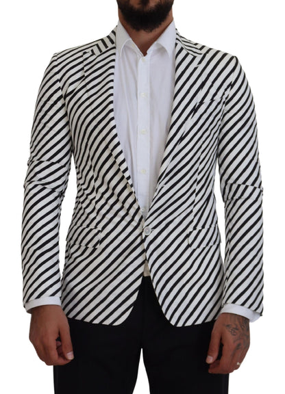 Eleganter, weiß gestreifter Einreiher-Blazer