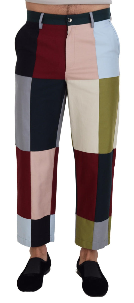 Impresionantes pantalones de patchwork multicolor