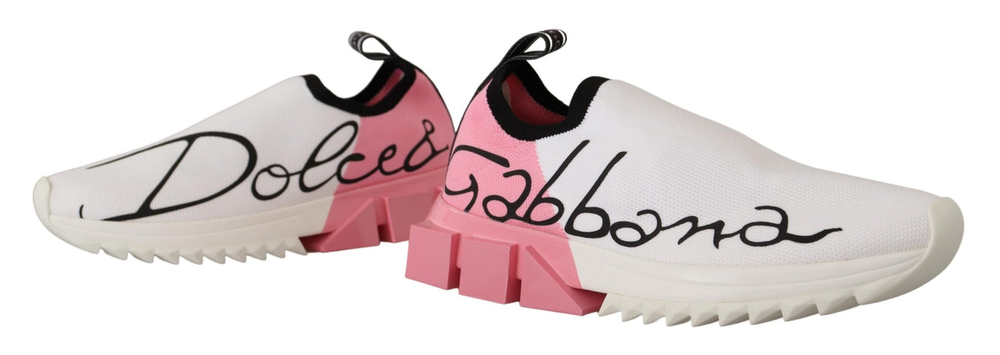 Edle Sorrento Slip-On Sneaker in Weiß &amp; Pink