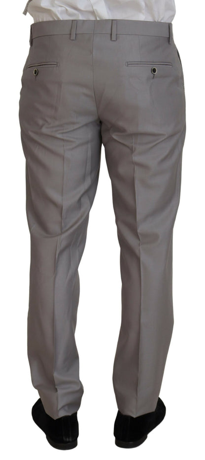 Silver Wool Silk 3 Piece Slim Fit Suit