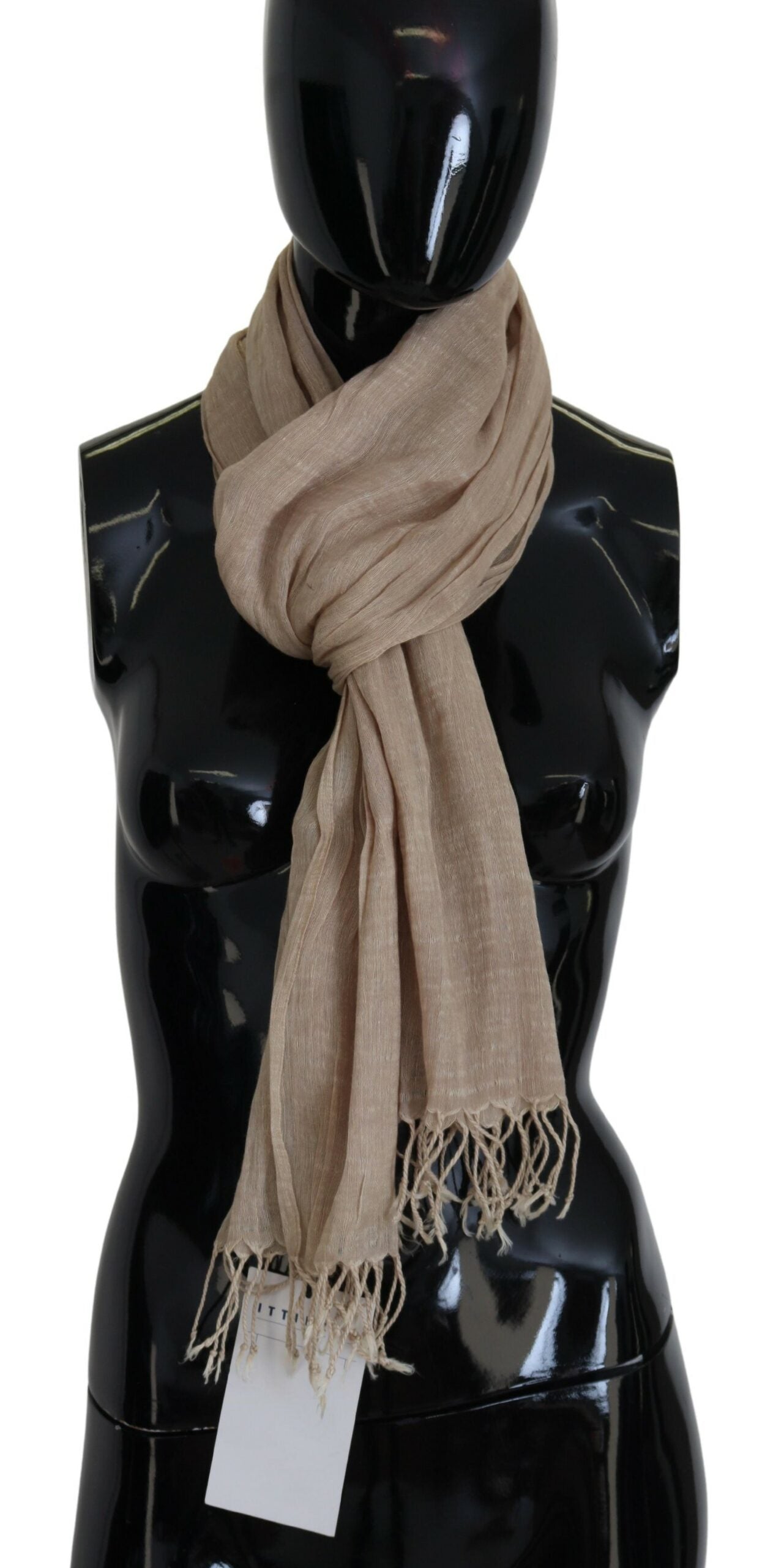 Chic Beige Fringed Scarf for Women