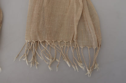 Chic Beige Fringed Scarf for Women