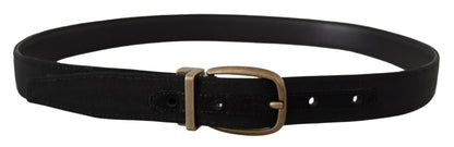 Cinturón elegante de piel de grosgrain - Negro