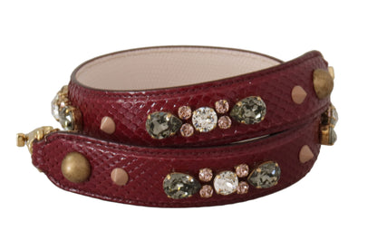 Elegant Python Leather Bag Strap in Bordeaux