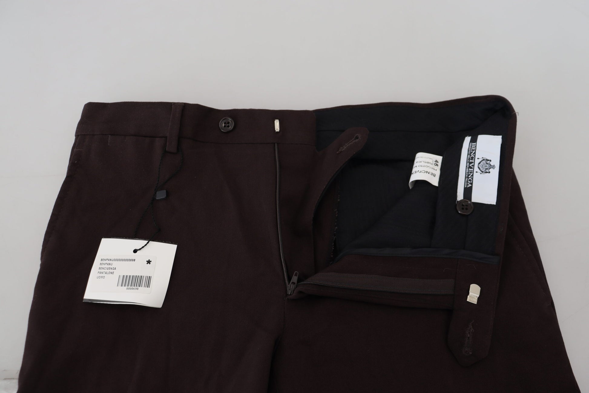 Elegant Brown Cotton Blend Trousers