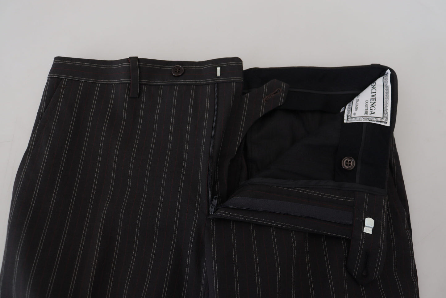 Elegant Striped Viscose Dress Pants for Men