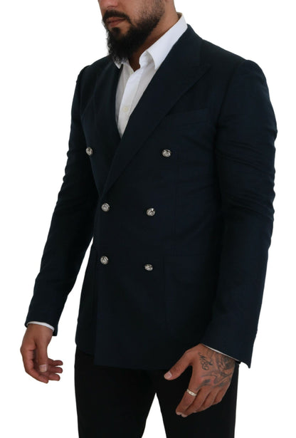 Eleganter blauer Blazer aus einer Kaschmir-Seidenmischung