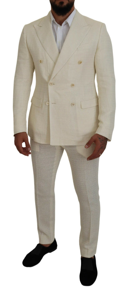 Elegant Off White Silk-Blend Suit