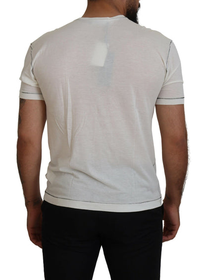 White Printed Short Sleeves Men T-shirt