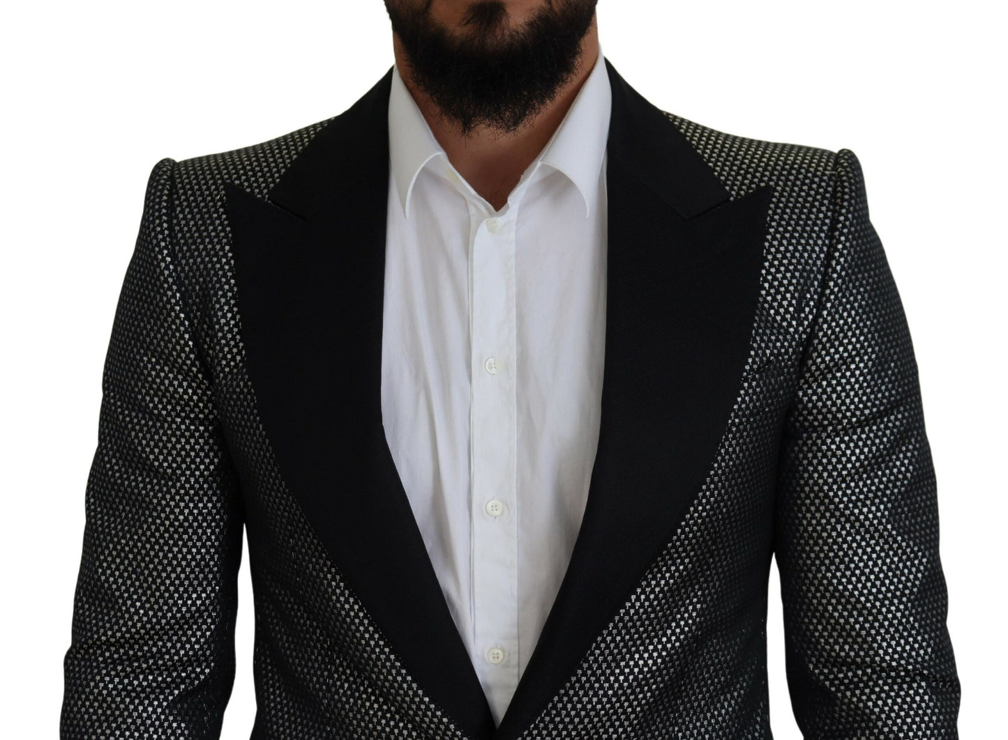 Elegante blazer de jacquard de botonadura sencilla