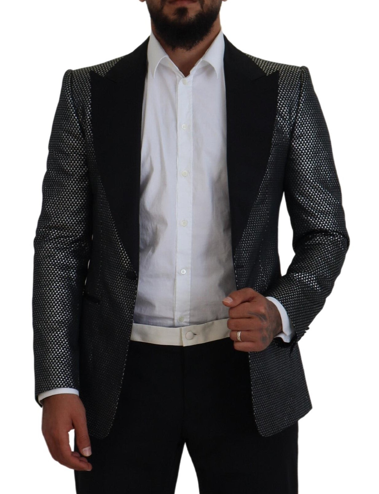 Elegante blazer de jacquard de botonadura sencilla