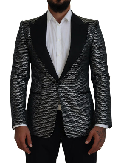 Elegante blazer de jacquard de botonadura sencilla