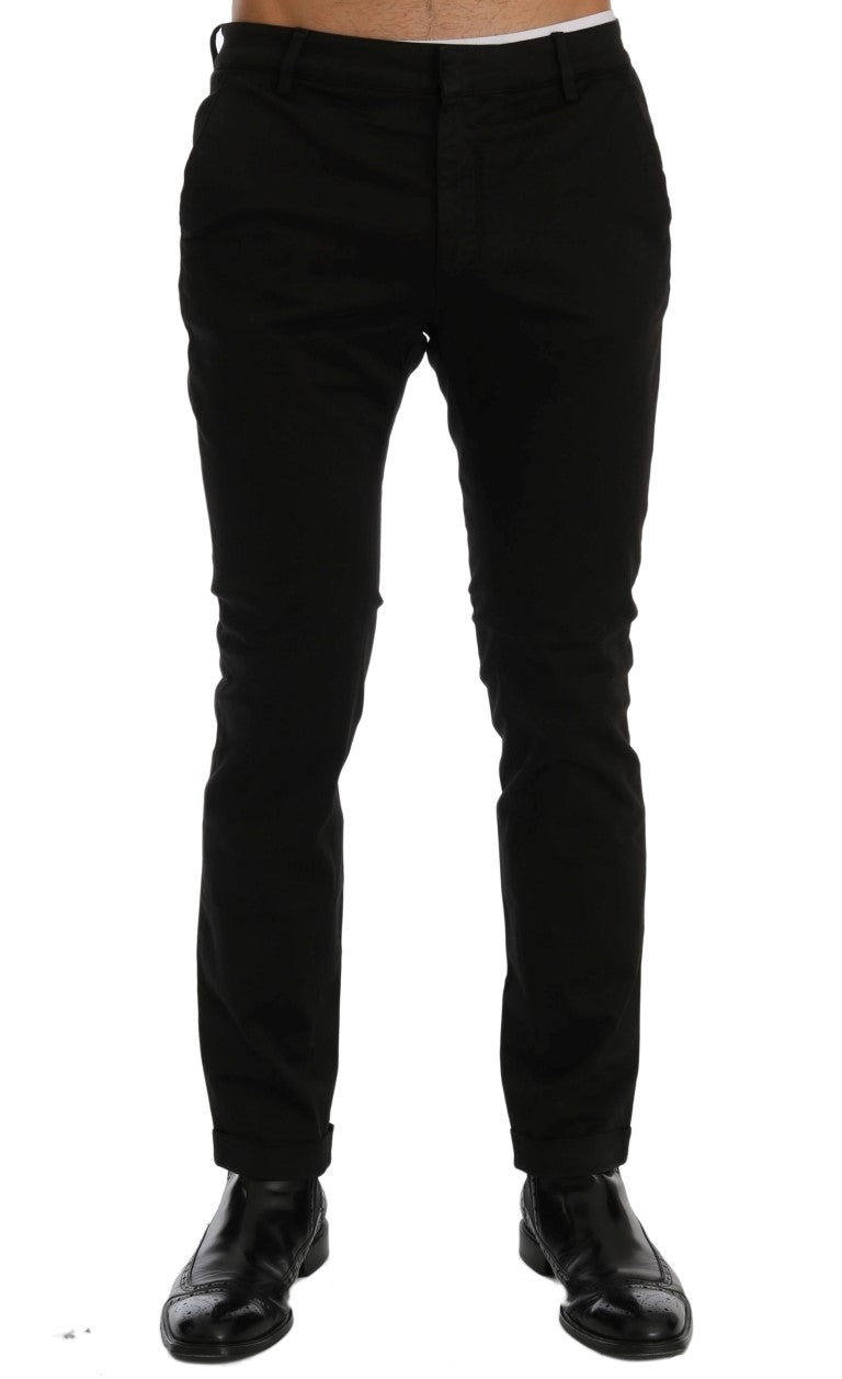 Schicke schwarze Slim Fit-Stretch-Hose aus Baumwolle