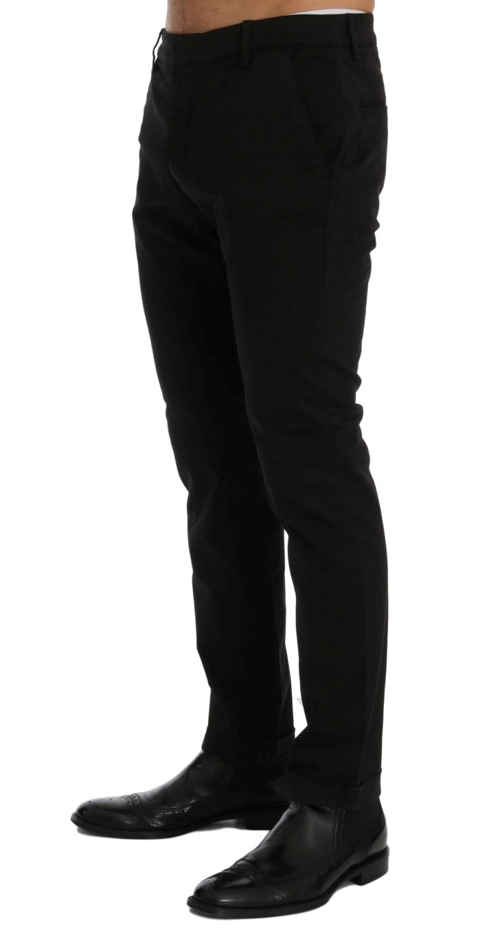 Schicke schwarze Slim Fit-Stretch-Hose aus Baumwolle