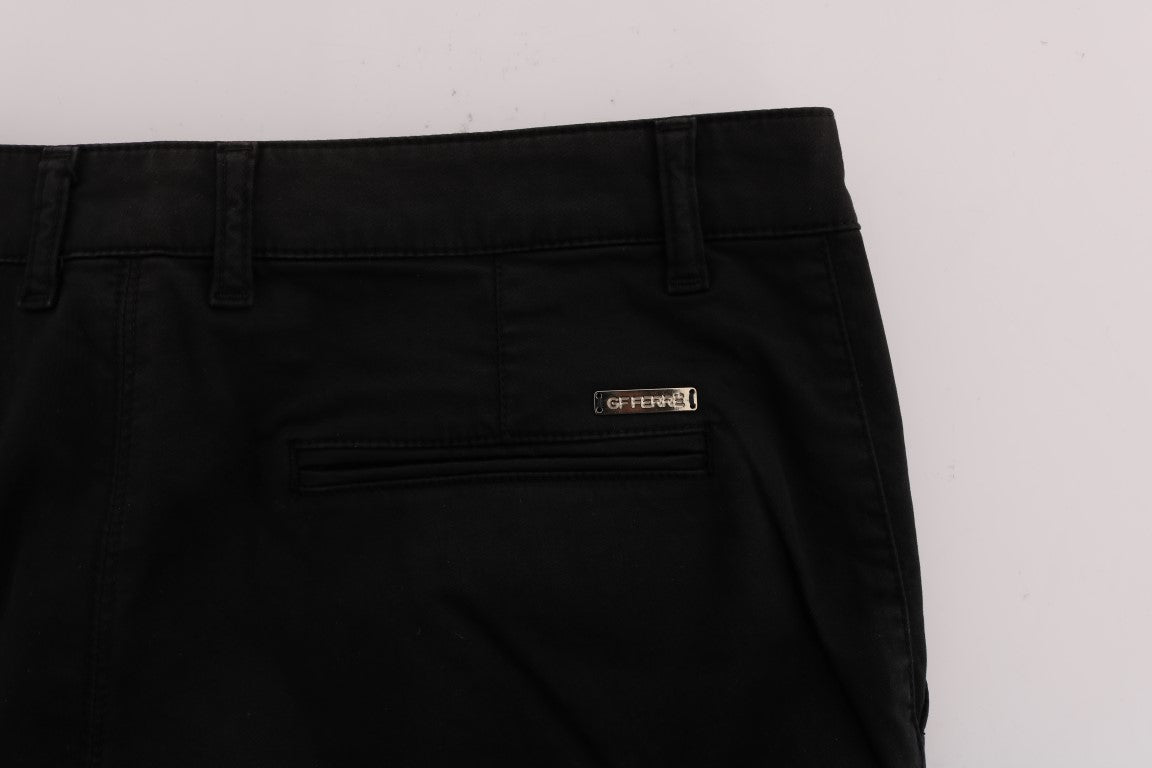 Elegante Slim Fit-Hose aus schwarzer Baumwolle