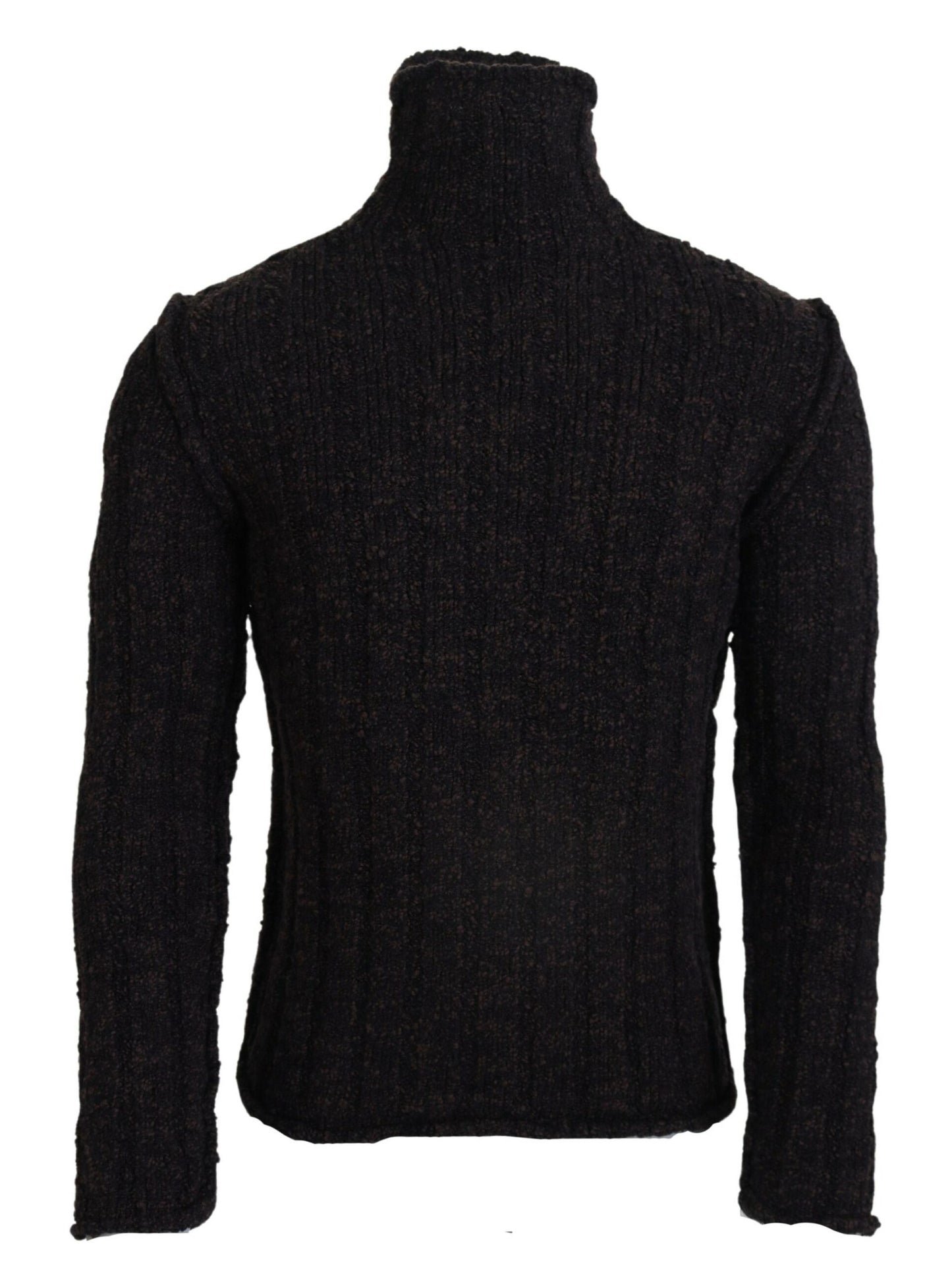 Brown Wool Knit Turtleneck Pullover Sweater