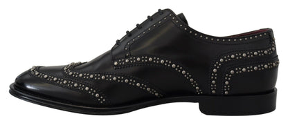 Elegantes zapatos Derby negros con tachuelas