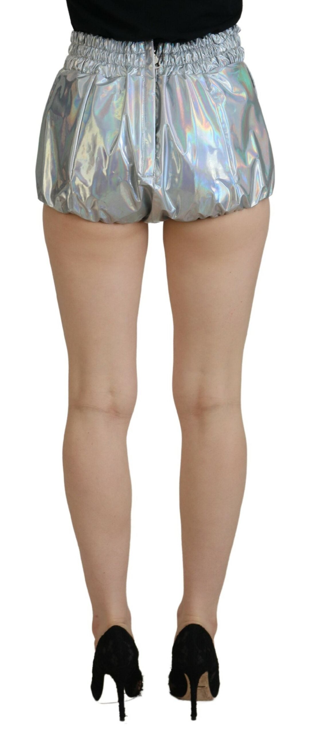 Elevated Elegance Silver High Waist Shorts