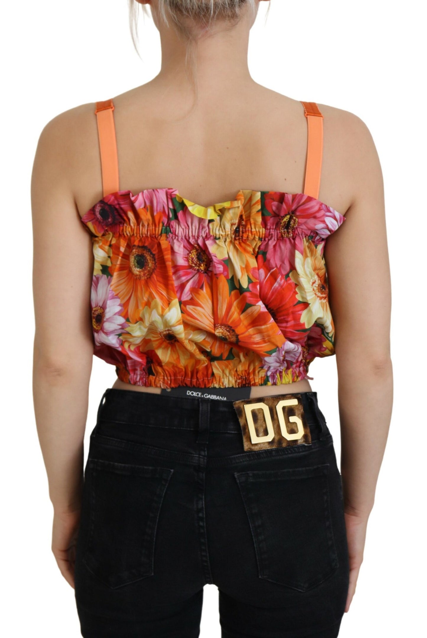 Top corto sin mangas con elegancia floral