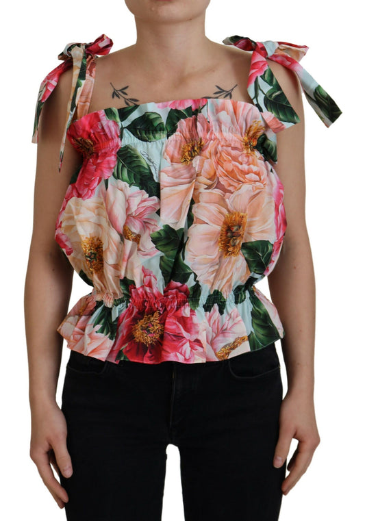 Elegante camiseta sin mangas con estampado floral