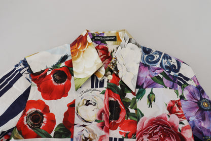 Elegante blusa de manga larga de algodón con estampado floral