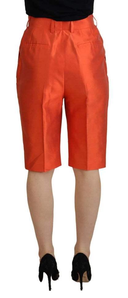 Pantalones elegantes de seda con cintura alta y corte cropped