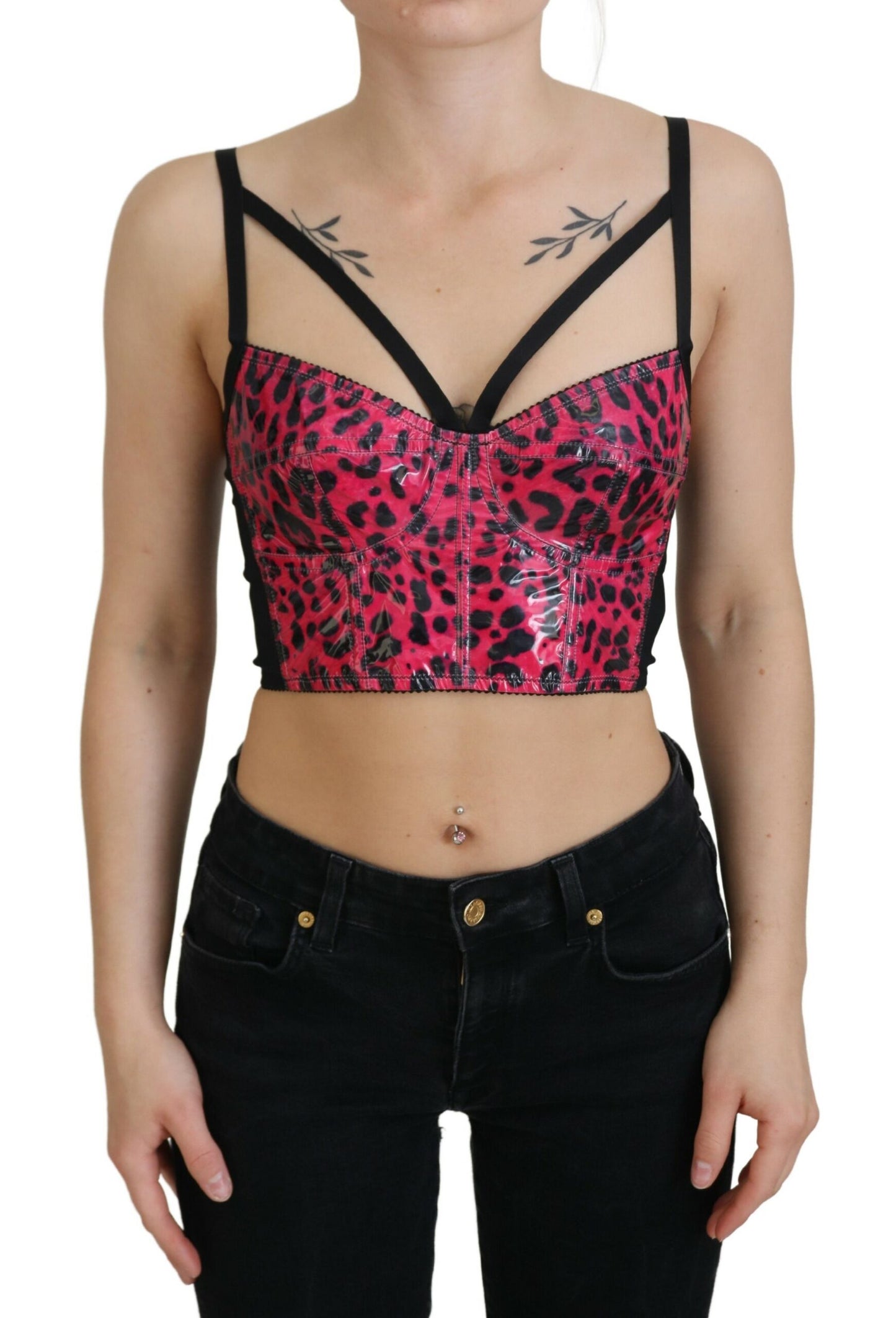 Top tipo corsé con estampado de leopardo