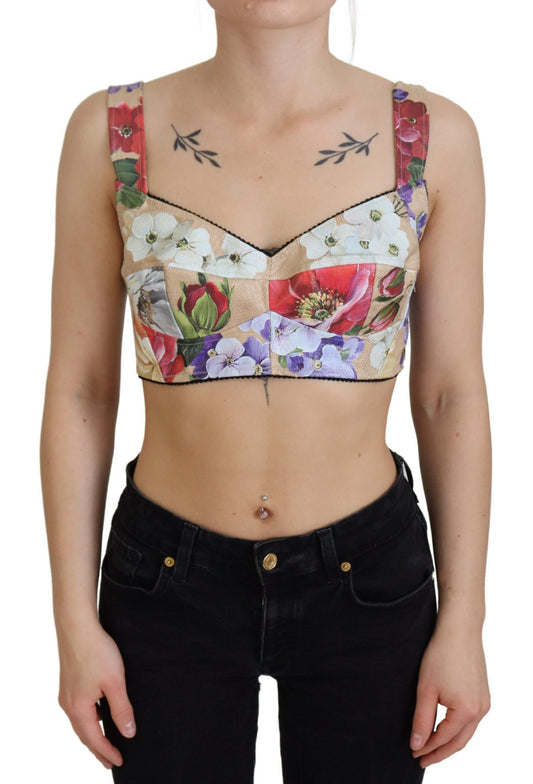 Top corto con bustier y estampado floral