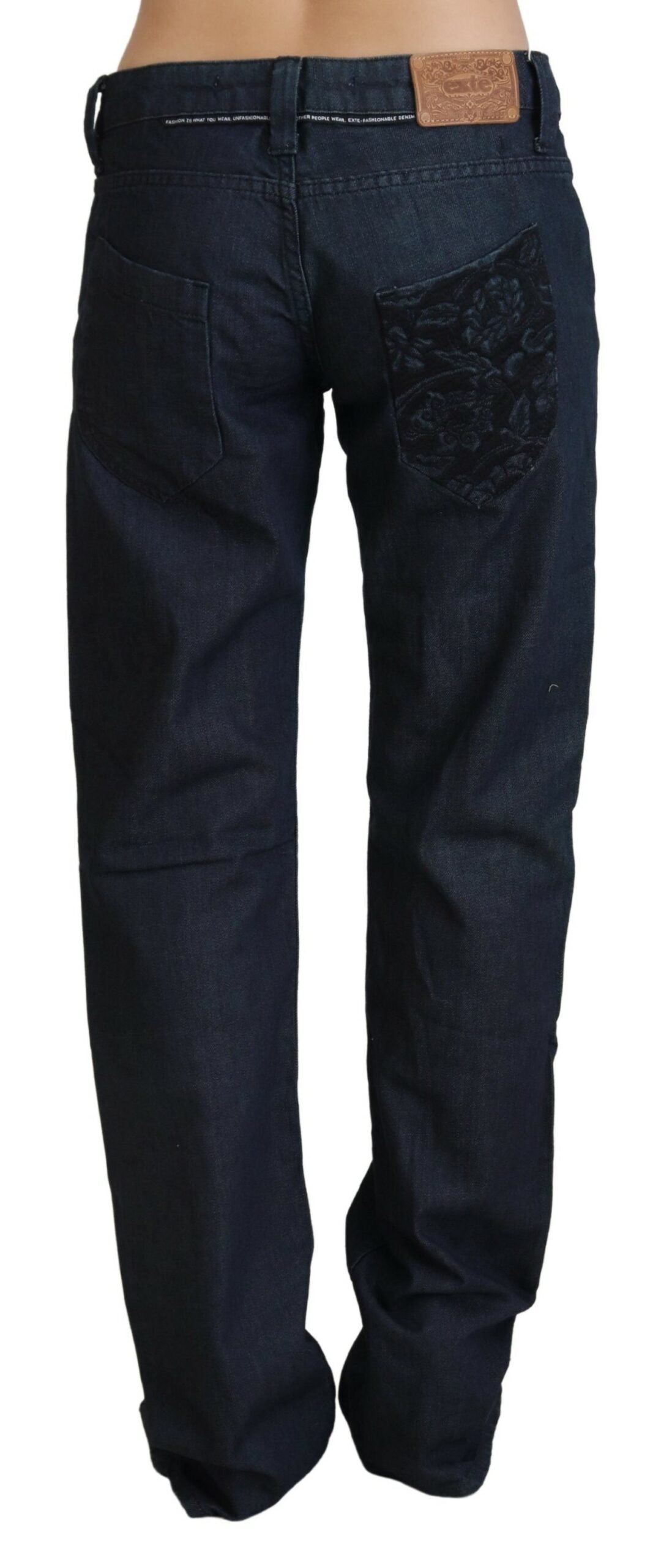 Schicke dunkelblaue Jeans mit niedriger Taille und geradem Schnitt