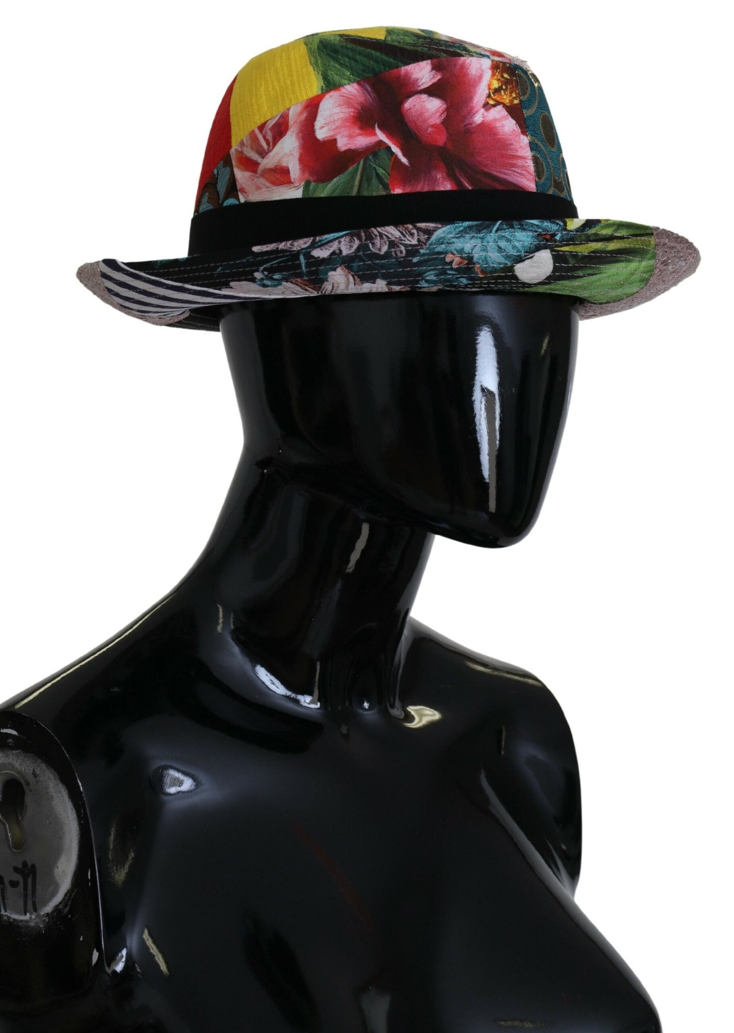 Multicolor Patchwork Women Fedora Wide Brim Hat
